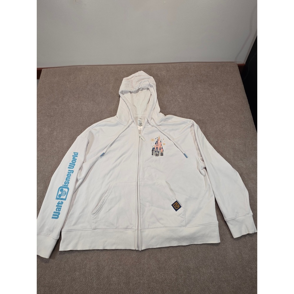 Walt Disney World White Zip Up Hoodie Cinderella Castle Parks Graphic XXL